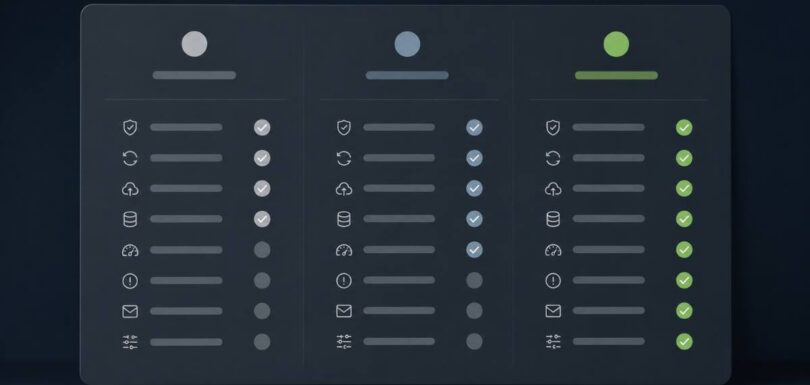 Plan tier panel showing what is included at different maintenance levels