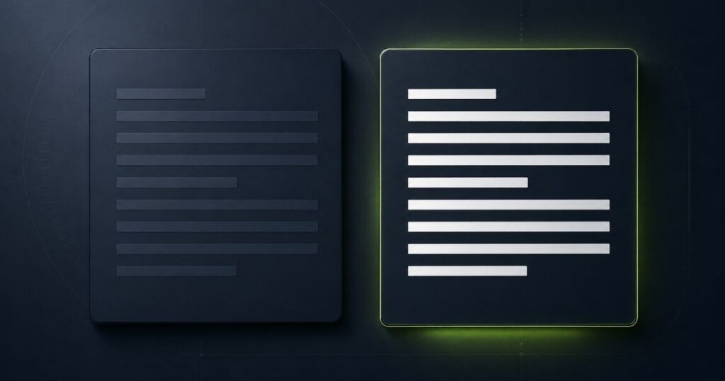 A side-by-side comparison of low-contrast and readable text on a web page