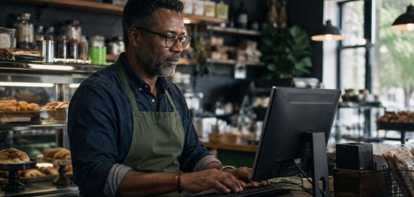 A small business owner checking WordPress website accessibility by navigating a page with the keyboard