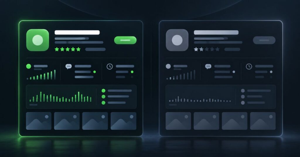A comparison of a well-maintained plugin listing and a neglected one