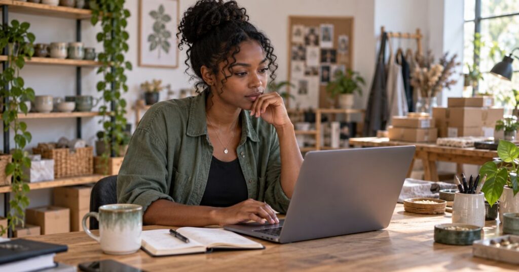 A business owner pausing before making a change, considering whether to use a WordPress staging site first